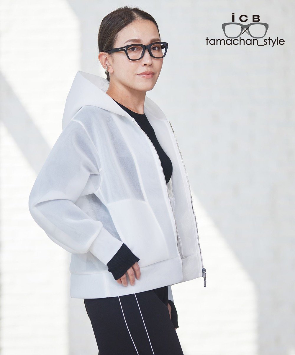 【アイシービー/iCB】の【ICB×tamachan_style コラボ】 シアーパーカー インテリア・キッズ・メンズ・レディースファッション・服の通販 founy(ファニー) 　ファッション　Fashion　レディースファッション　WOMEN　トップス・カットソー　Tops/Tshirt　パーカ　Sweats　クロップド　Cropped　コラボ　Collaboration　コンパクト　Compact　シアー　Sheer　ジャージー　Jersey　ストレート　Straight　デニム　Denim　トレンド　Trend　パターン　Pattern　パーカー　Hoodie　フォルム　Form　フレア　Flare　ベーシック　Basic　ワイド　Wide　A/W・秋冬　Aw・Autumn/Winter・Fw・Fall-Winter　再入荷　Restock/Back In Stock/Re Arrival　2024年　2024　2024-2025秋冬・A/W　Aw/Autumn/Winter/Fw/Fall/2024-2025　オフホワイト系|ID: prp329100004539529 ipo3291000000032226097
