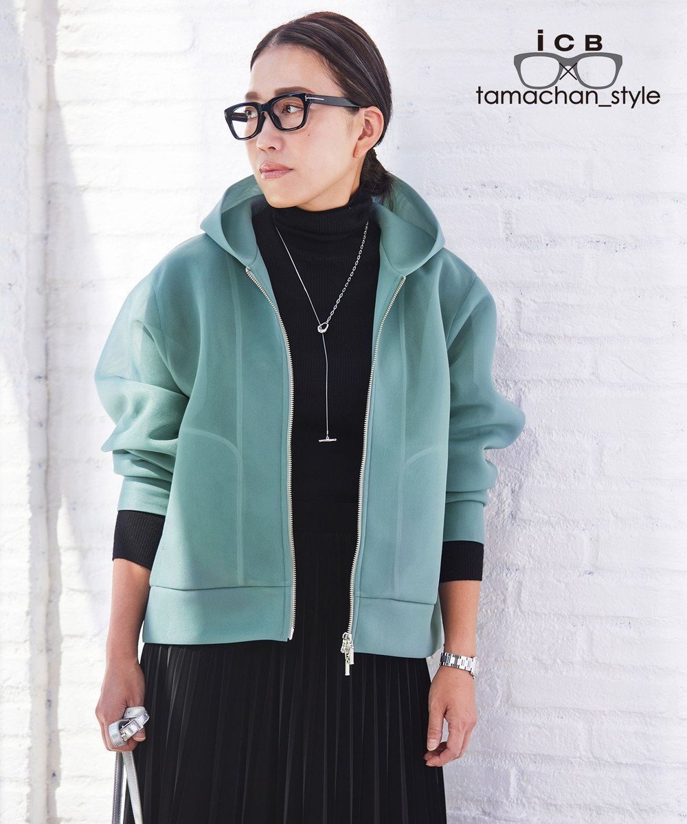 【アイシービー/iCB】の【ICB×tamachan_style コラボ】 シアーパーカー インテリア・キッズ・メンズ・レディースファッション・服の通販 founy(ファニー) 　ファッション　Fashion　レディースファッション　WOMEN　トップス・カットソー　Tops/Tshirt　パーカ　Sweats　クロップド　Cropped　コラボ　Collaboration　コンパクト　Compact　シアー　Sheer　ジャージー　Jersey　ストレート　Straight　デニム　Denim　トレンド　Trend　パターン　Pattern　パーカー　Hoodie　フォルム　Form　フレア　Flare　ベーシック　Basic　ワイド　Wide　A/W・秋冬　Aw・Autumn/Winter・Fw・Fall-Winter　再入荷　Restock/Back In Stock/Re Arrival　2024年　2024　2024-2025秋冬・A/W　Aw/Autumn/Winter/Fw/Fall/2024-2025　スモーキーグリーン系|ID: prp329100004539529 ipo3291000000032226098