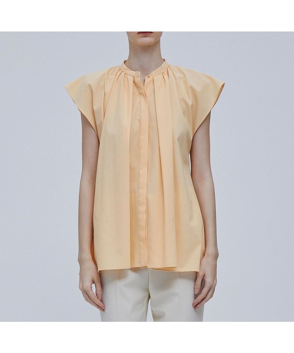 【ベイジ,/BEIGE,】のLUCILLE / バンドカラーブラウス インテリア・キッズ・メンズ・レディースファッション・服の通販 founy(ファニー) 　ファッション　Fashion　レディースファッション　Ladies' Fashion Online　トップス・カットソー　Tops/Tshirt　シャツ/ブラウス　Shirts/Blouses　ギャザー　Gather　ストレッチ　Stretch　ボトム　Bottom　ワイド　Wide　ビジネス 仕事 通勤　Business　夏　Summer　春　Spring　S/S・春夏　Ss・Spring/Summer　L.Orange|ID: prp329100004539558 ipo3291000000032643218