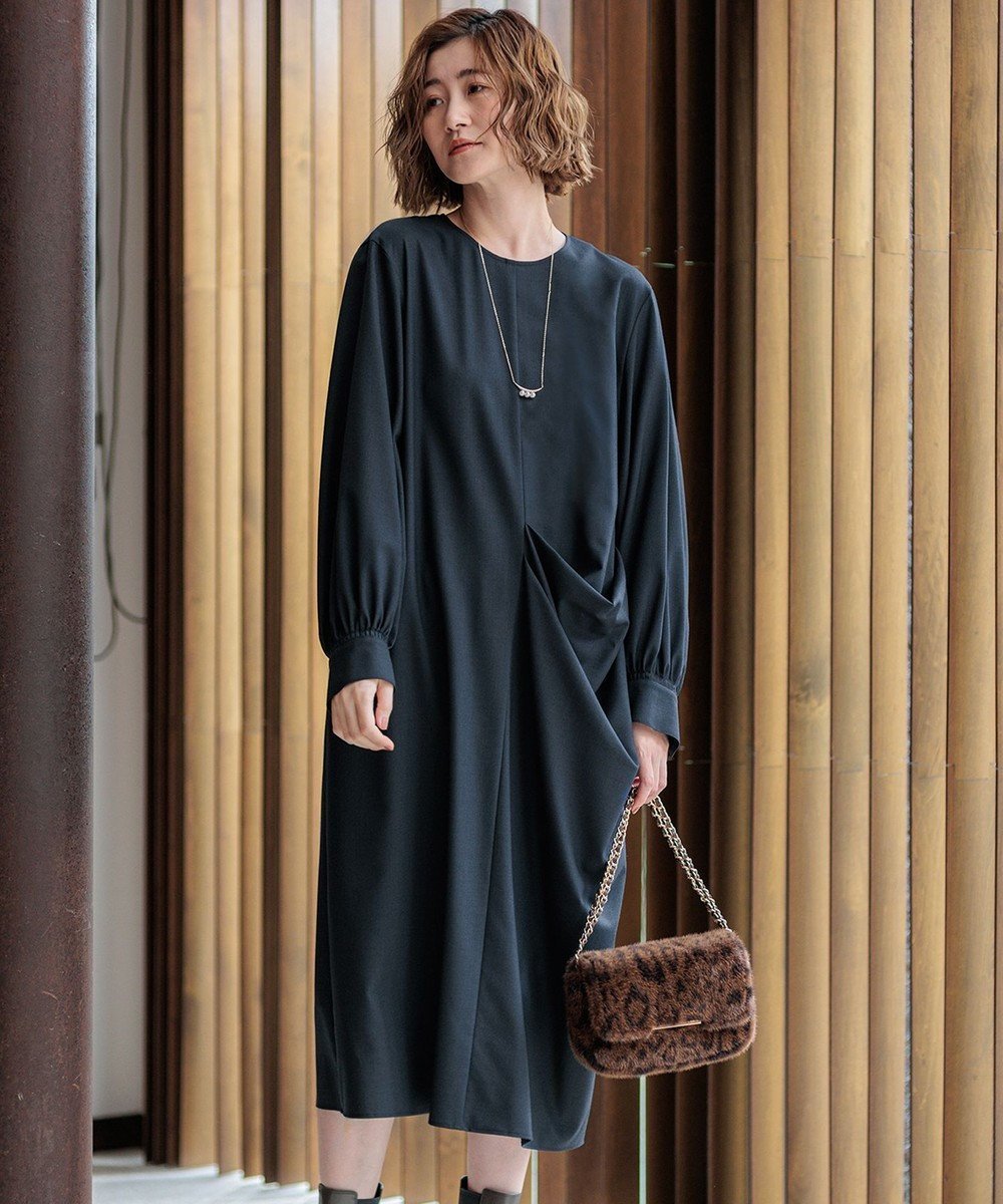 【23区/NIJYUSANKU】の【洗える】TWマットクロス ワンピース インテリア・キッズ・メンズ・レディースファッション・服の通販 founy(ファニー) 　ファッション　Fashion　レディースファッション　WOMEN　ワンピース　Dress　アシンメトリー　Asymmetry　インナー　Inner　春　Spring　洗える　Washable　ストレッチ　Stretch　ストレート　Straight　タートルネック　Turtleneck　長袖　Long Sleeve　フロント　Front　A/W・秋冬　Aw・Autumn/Winter・Fw・Fall-Winter　冬　Winter　夏　Summer　2024年　2024　エレガント 上品　Elegant　2024-2025秋冬・A/W　Aw/Autumn/Winter/Fw/Fall/2024-2025　ネイビー系|ID: prp329100004539580 ipo3291000000032131755