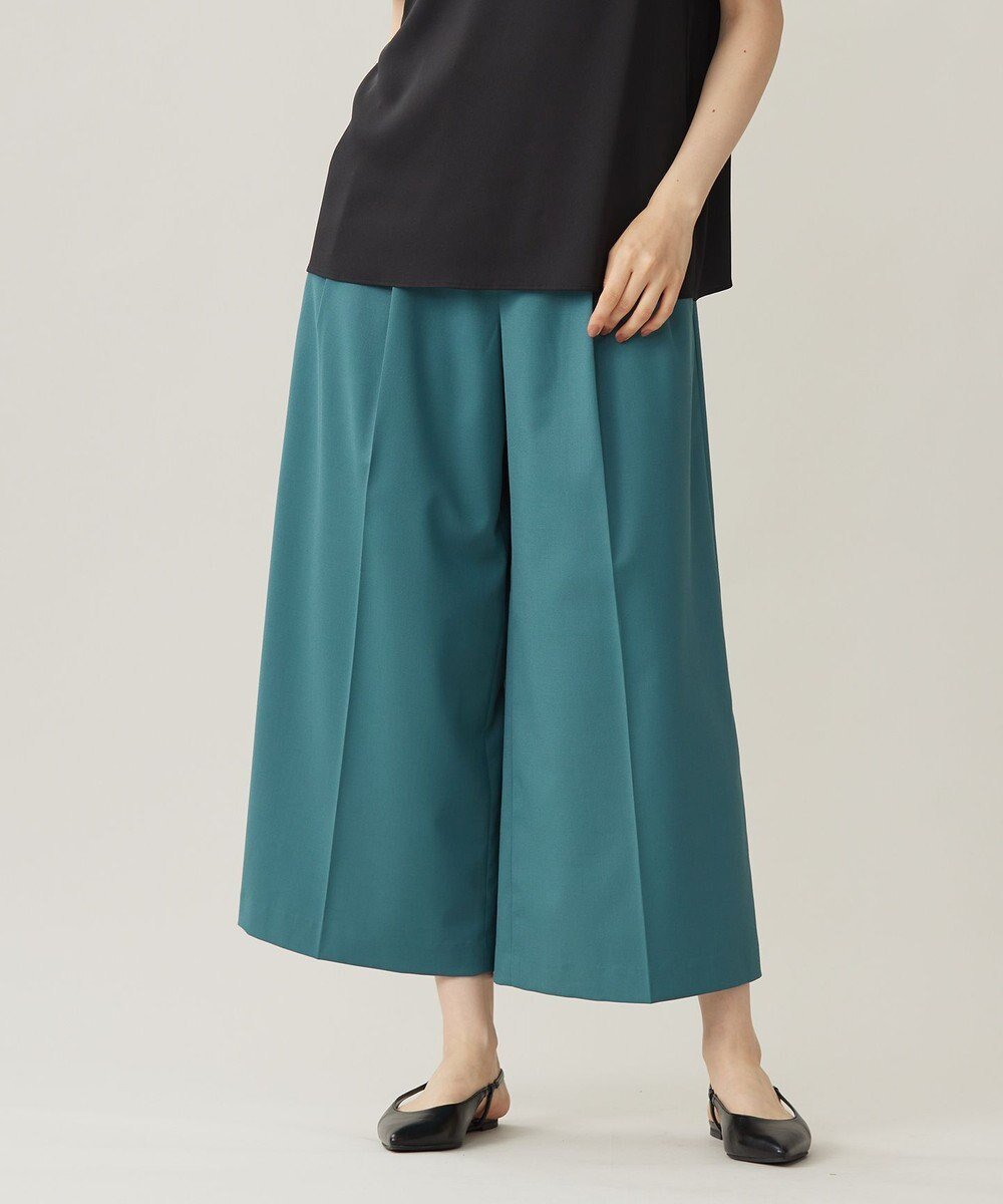 【自由区/JIYU-KU】の【洗える】TWラチネストレッチワイドクロップド パンツ インテリア・キッズ・メンズ・レディースファッション・服の通販 founy(ファニー) 　ファッション　Fashion　レディースファッション　Fashion for Women　パンツ　Pants & Trousers　ギャザー　Gathered, Ruffled　クロップド　Cropped, Short Length　ストレッチ　Stretch, Stretchy Fabric　ワイド　Wide, Wide Fit　洗える　Machine Washable　A/W・秋冬　Autumn/Winter　ボトルグリーン|ID: prp329100004539626 ipo3291000000036287248