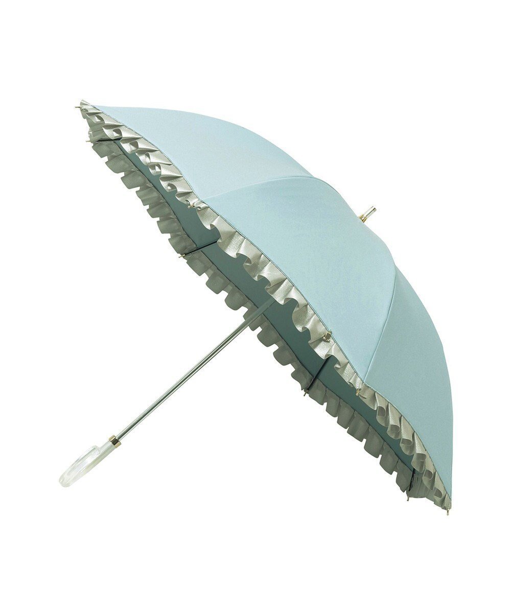 【ムーンバット/MOONBAT】の【一級遮光/晴雨兼用】LANVIN en Bleu (ランバン オン ブルー) 長傘 日傘 シャイニーフリル 遮光 遮熱 UV インテリア・キッズ・メンズ・レディースファッション・服の通販 founy(ファニー) 　ファッション　Fashion　レディースファッション　WOMEN　傘 / レイングッズ　Umbrellas/Rainwear　エレガント 上品　Elegant　傘　Umbrella　シャイニー　Shiny　チャーム　Charm　フリル　Frills　日傘　Parasol　無地　Plain Color　サックスブルー|ID: prp329100004539630 ipo3291000000032147803