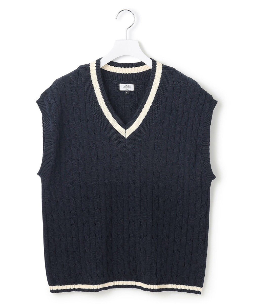 【ジェイプレスヨークストリート/J.PRESS YORK STREET】の【UNISEX】テープヤーンチルデン ニットベスト インテリア・キッズ・メンズ・レディースファッション・服の通販 founy(ファニー) 　ファッション　Fashion　レディースファッション　Ladies' Fashion Online　アウター　Coat Outerwear　トップス・カットソー　Tops/Tshirt　ニット　Knit Tops　ベスト/ジレ　Gilets/Vests　ユニセックス　Unisex　インナー　Inner　クール　Cool　スマート　Smart　ベスト　Vest　ボトム　Bottom　夏　Summer　春　Spring　S/S・春夏　Ss・Spring/Summer　ネイビー系|ID: prp329100004539758 ipo3291000000032654036