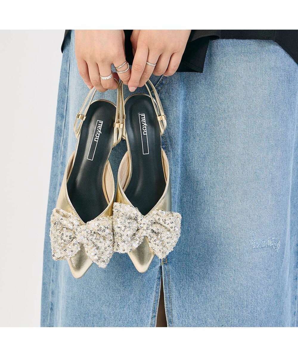 【モード エ ジャコモ/MODE ET JACOMO】のnoyau 2WAYリボンストラップミュールパンプス インテリア・キッズ・メンズ・レディースファッション・服の通販 founy(ファニー) 　ファッション　Fashion　レディースファッション　WOMEN　シューズ　Shoes　ソックス　Socks　デニム　Denim　トレンド　Trend　ミュール　Mule　ラップ　Wrap　リボン　Ribbon　再入荷　Restock/Back In Stock/Re Arrival　おすすめ　Recommend　旅行　Travel　エレガント 上品　Elegant　結婚式　Wedding Ceremony　ビジネス 仕事 通勤　Business　ゴールドコンビ|ID: prp329100004539864 ipo3291000000032077359