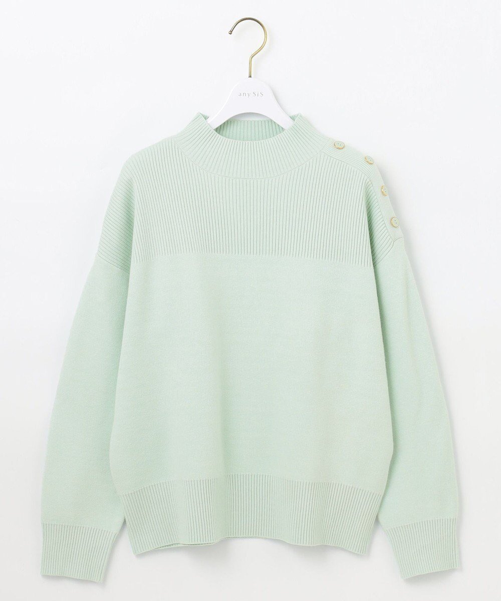 【エニィ スィス/any SiS】の【洗える】リブコンビボタン ニット インテリア・キッズ・メンズ・レディースファッション・服の通販 founy(ファニー) ファッション Fashion レディースファッション Fashion for Women トップス・カットソー Cut & Sew Tops ニット Knit Tops & Sweaters ストレッチ Stretch, Stretchy Fabric セーター Sweater, Knitwear ベーシック Basic, Essential ボトム Bottoms, Lower Wear 冬 Winter / This Winter 洗える Machine Washable A/W・秋冬 Autumn/Winter ミント|ID: prp329100004539938 ipo3291000000034365738