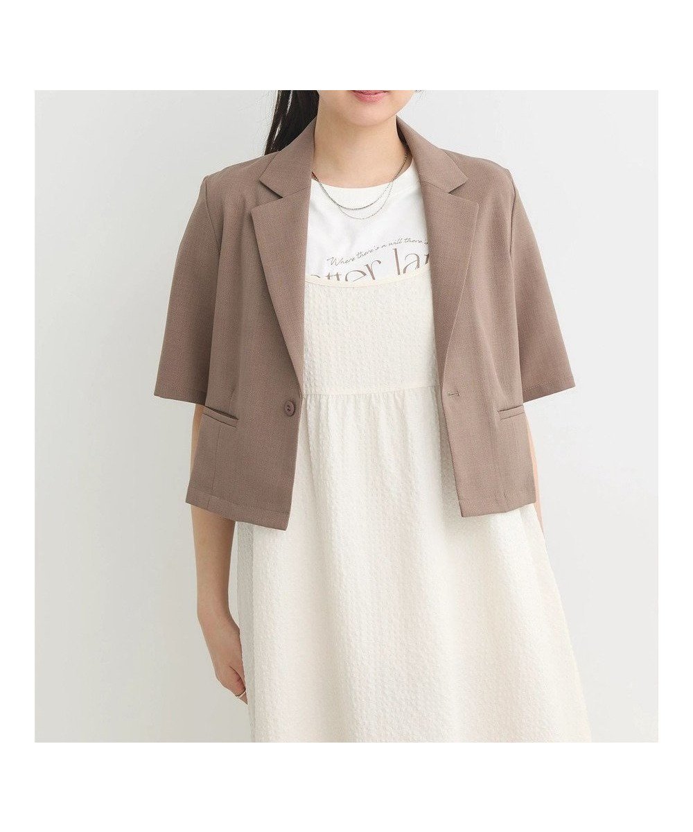 【アースミュージックアンドエコロジー/earth music&ecology】のショートジャケット インテリア・キッズ・メンズ・レディースファッション・服の通販 founy(ファニー) 　ファッション　Fashion　レディースファッション　WOMEN　アウター　Coat Outerwear　ジャケット　Jackets　おすすめ　Recommend　ショート　Short　ジャケット　Jacket　トレンド　Trend　バランス　Balance　ベーシック　Basic　ポケット　Pocket　ワイド　Wide　今季　This Season　半袖　Short Sleeve　Mocha|ID: prp329100004540093 ipo3291000000032274507