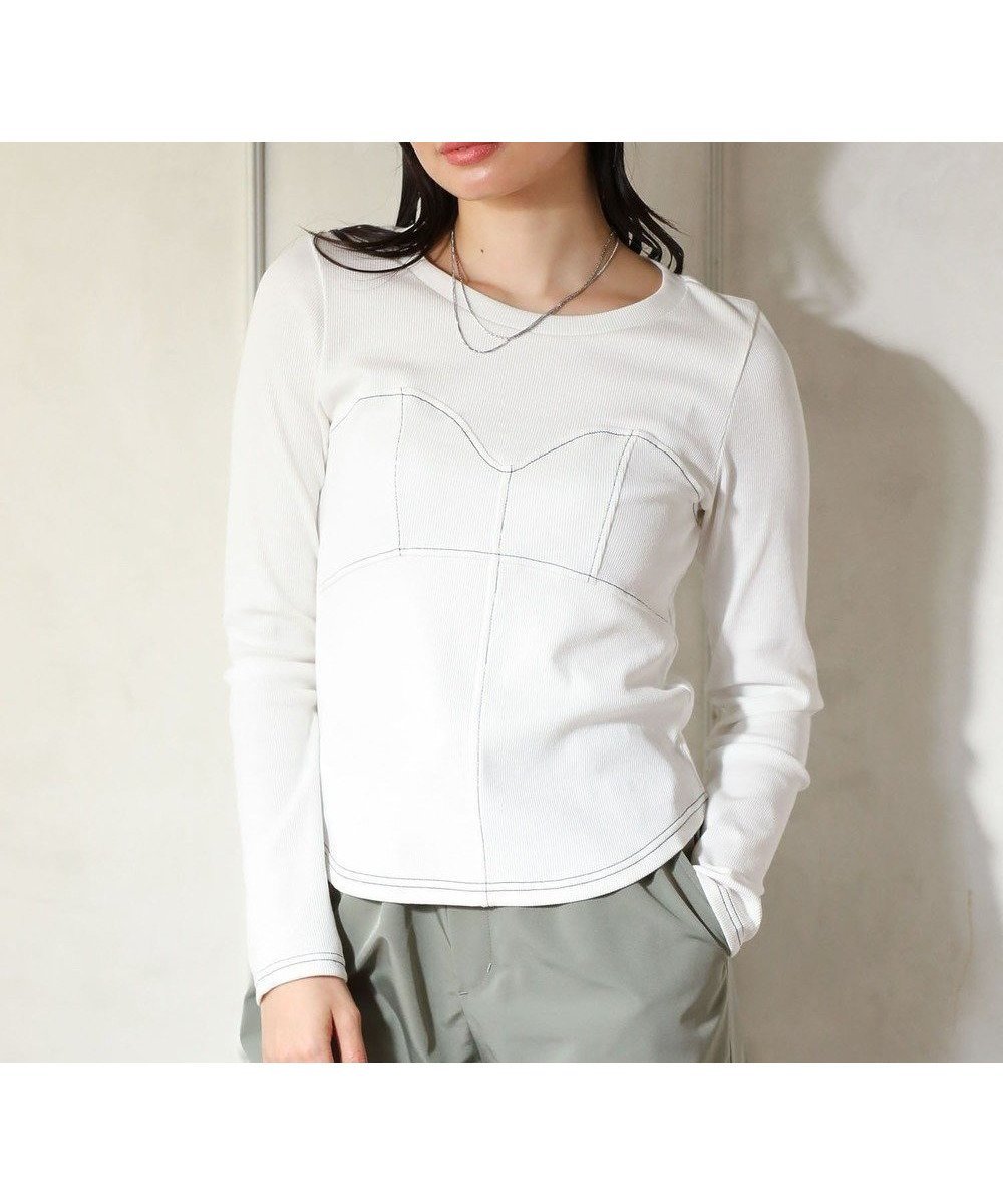 【グリーンパークス/Green Parks】の・SUGAR SPOON ビスチェラインリブロンTEE インテリア・キッズ・メンズ・レディースファッション・服の通販 founy(ファニー) 　ファッション　Fashion　レディースファッション　WOMEN　トップス・カットソー　Tops/Tshirt　シャツ/ブラウス　Shirts/Blouses　ロング / Tシャツ　T-Shirts　カットソー　Cut and Sewn　ビスチェ　Bustier　おすすめ　Recommend　カットソー　Cut And Sew　スリーブ　Sleeve　ヘムライン　Hemline　ボトム　Bottom　ポケット　Pocket　ロング　Long　夏　Summer　春　Spring　S/S・春夏　Ss・Spring/Summer　Off White|ID: prp329100004540205 ipo3291000000032079389