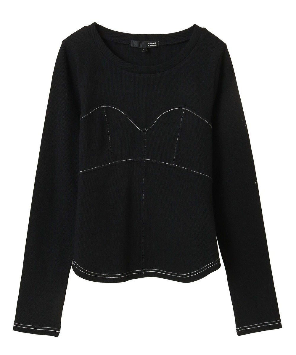 【グリーンパークス/Green Parks】の・SUGAR SPOON ビスチェラインリブロンTEE インテリア・キッズ・メンズ・レディースファッション・服の通販 founy(ファニー) ファッション Fashion レディースファッション Fashion for Women トップス・カットソー Cut & Sew Tops シャツ・ブラウス・オフィスカジュアル Elegant Blouses & Button-Ups ロングTシャツ・Tシャツ Longline T-Shirts & Tees カットソー・ベーシックTシャツ Cut-and-Sewn Tops / Stretch Tees & Basics ビスチェ Bustiers & Corset Tops / Layered Bustier Style おすすめ Recommended / Our Picks カットソー Cut and Sewn Top スリーブ Sleeve, Long Sleeve / Short Sleeve ヘムライン Hemline, Bottom Cut ボトム Bottoms, Lower Wear ポケット Pocket, Pocket Detail ロング Long, Long-Length 夏 Summer 春 Spring S/S・春夏 SS, Spring/Summer, Warm Season Black|ID: prp329100004540205 ipo3291000000033649040