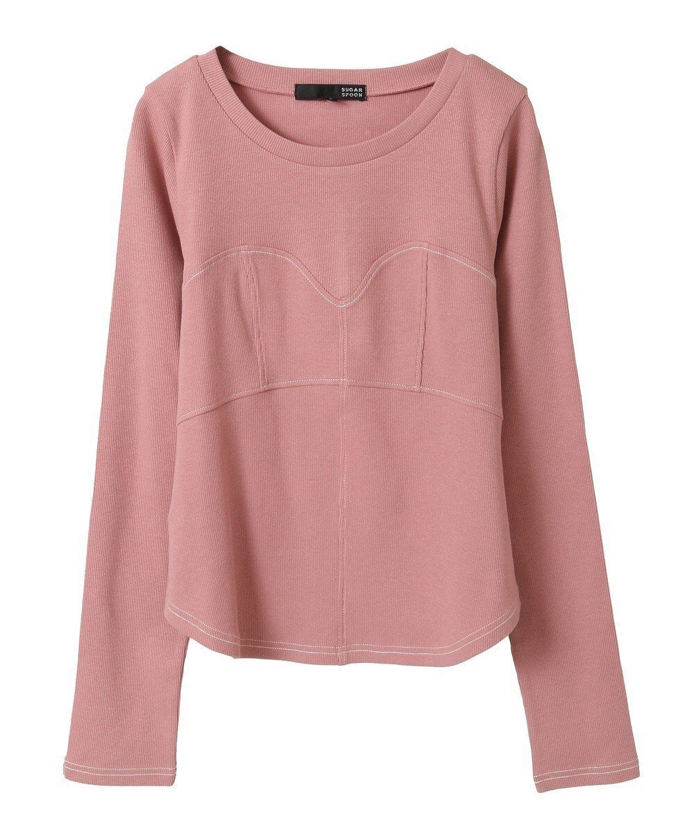 【グリーンパークス/Green Parks】の・SUGAR SPOON ビスチェラインリブロンTEE インテリア・キッズ・メンズ・レディースファッション・服の通販 founy(ファニー) ファッション Fashion レディースファッション Fashion for Women トップス・カットソー Cut & Sew Tops シャツ・ブラウス・オフィスカジュアル Elegant Blouses & Button-Ups ロングTシャツ・Tシャツ Longline T-Shirts & Tees カットソー・ベーシックTシャツ Cut-and-Sewn Tops / Stretch Tees & Basics ビスチェ Bustiers & Corset Tops / Layered Bustier Style おすすめ Recommended / Our Picks カットソー Cut and Sewn Top スリーブ Sleeve, Long Sleeve / Short Sleeve ヘムライン Hemline, Bottom Cut ボトム Bottoms, Lower Wear ポケット Pocket, Pocket Detail ロング Long, Long-Length 夏 Summer 春 Spring S/S・春夏 SS, Spring/Summer, Warm Season Pink|ID: prp329100004540205 ipo3291000000033649041