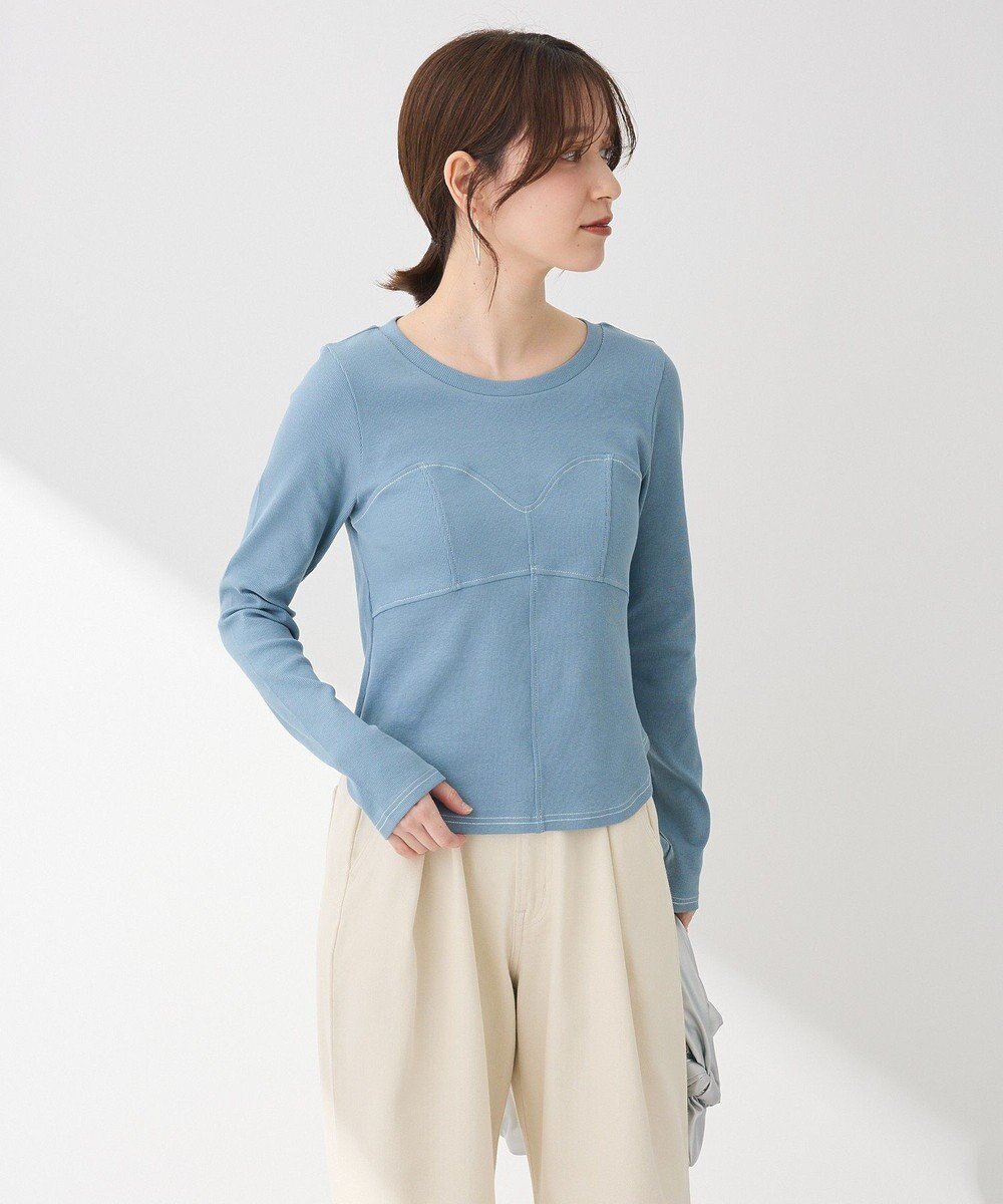 【グリーンパークス/Green Parks】の・SUGAR SPOON ビスチェラインリブロンTEE インテリア・キッズ・メンズ・レディースファッション・服の通販 founy(ファニー) ファッション Fashion レディースファッション Fashion for Women トップス・カットソー Cut & Sew Tops シャツ・ブラウス・オフィスカジュアル Elegant Blouses & Button-Ups ロングTシャツ・Tシャツ Longline T-Shirts & Tees カットソー・ベーシックTシャツ Cut-and-Sewn Tops / Stretch Tees & Basics ビスチェ Bustiers & Corset Tops / Layered Bustier Style おすすめ Recommended / Our Picks カットソー Cut and Sewn Top スリーブ Sleeve, Long Sleeve / Short Sleeve ヘムライン Hemline, Bottom Cut ボトム Bottoms, Lower Wear ポケット Pocket, Pocket Detail ロング Long, Long-Length 夏 Summer 春 Spring S/S・春夏 SS, Spring/Summer, Warm Season Blue|ID: prp329100004540205 ipo3291000000033649042