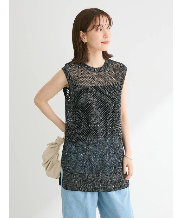 【グリーンパークス/Green Parks】のスパンコールニットベスト インテリア・キッズ・メンズ・レディースファッション・服の通販 founy(ファニー) https://founy.com/ ファッション Fashion レディースファッション WOMEN アウター Coat Outerwear トップス・カットソー Tops/Tshirt ニット Knit Tops ベスト/ジレ Gilets/Vests おすすめ Recommend スパンコール Sequins スリット Slit ベスト Vest ポケット Pocket メッシュ Mesh A/W・秋冬 Aw・Autumn/Winter・Fw・Fall-Winter |ID: prp329100004540218 ipo3291000000032079450