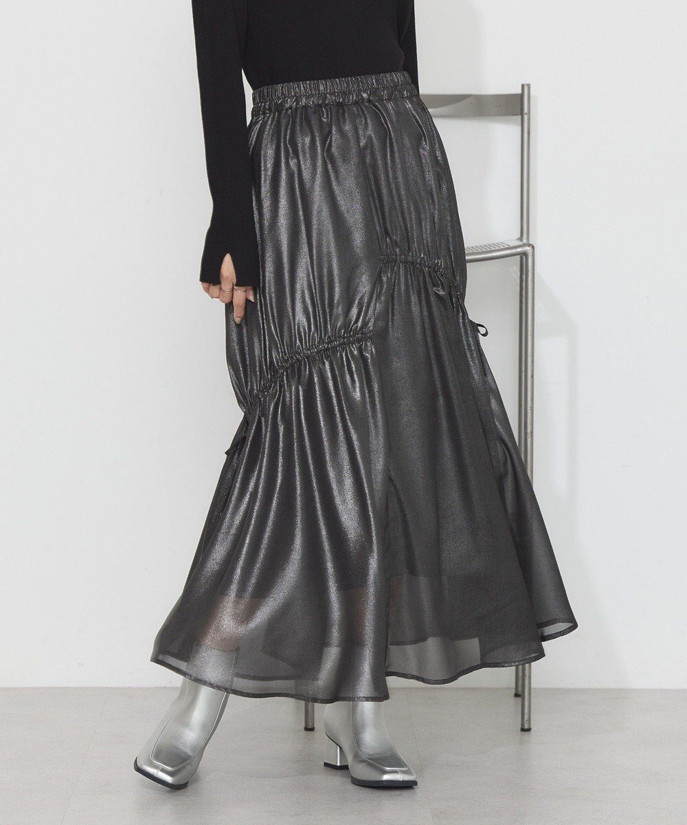 【アースミュージックアンドエコロジー/earth music&ecology】のシャイニーアシンメトリーギャザースカート 人気、トレンドファッション・服の通販 founy(ファニー) 　ファッション　Fashion　レディースファッション　WOMEN　スカート　Skirt　アシンメトリー　Asymmetry　ギャザー　Gather　シアー　Sheer　シャイニー　Shiny　フェミニン　Feminine　ポケット　Pocket　リボン　Ribbon　A/W・秋冬　Aw・Autumn/Winter・Fw・Fall-Winter　 other-1|ID: prp329100004540223 ipo3291000000032211547