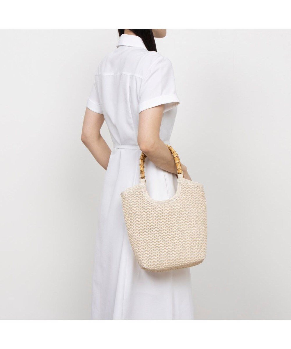 【アンビリオン/UNBILLION】のカシュカシュ cachecache / 雑材風バンブーハンドル手提げトート インテリア・キッズ・メンズ・レディースファッション・服の通販 founy(ファニー) 　ファッション　Fashion　レディースファッション　Ladies' Fashion Online　バッグ　Bag　カラフル　Colorful　財布　Wallet　ハンド　Hand　ポケット　Pocket　ミックス　Mix　メッシュ　Mesh　モチーフ　Motif　再入荷　Restock/Back In Stock/Re Arrival　アイボリー|ID: prp329100004540263 ipo3291000000032584952
