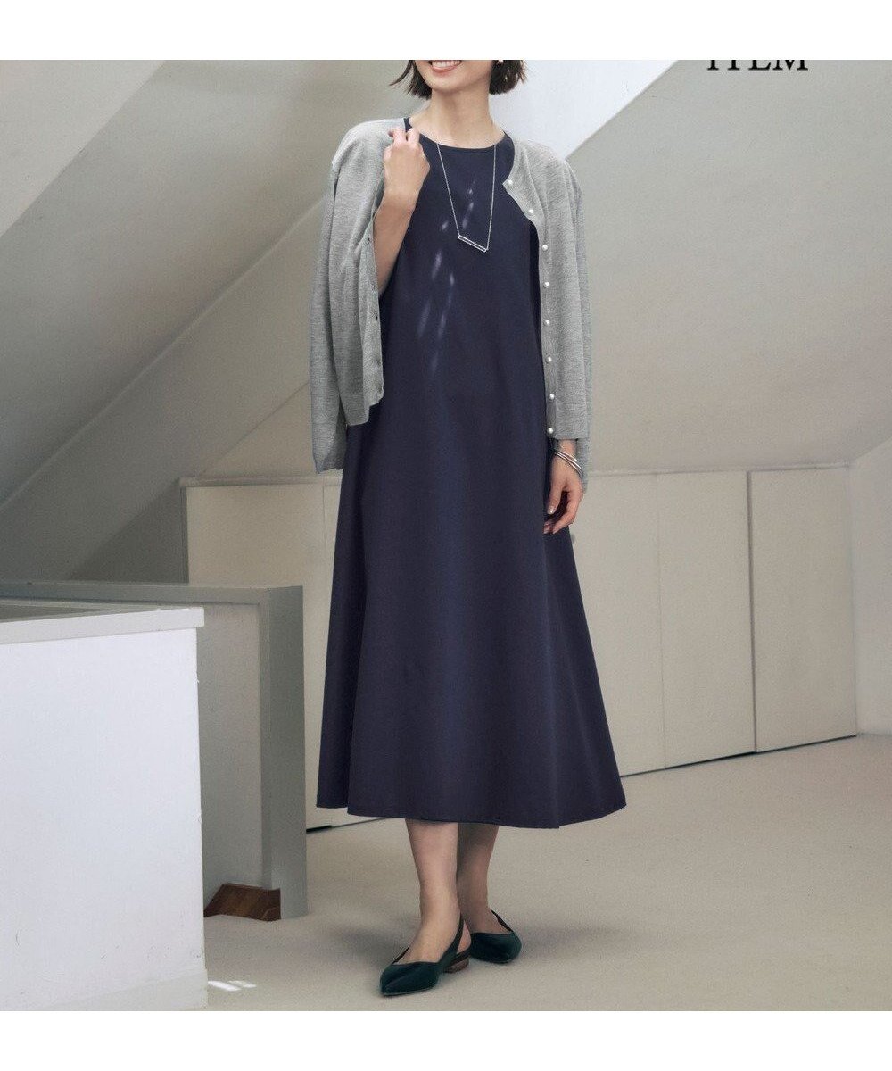 【自由区/JIYU-KU】の【WEB限定・洗える】シアーカーデ×ジャージードレス セット インテリア・キッズ・メンズ・レディースファッション・服の通販 founy(ファニー) 　ファッション　Fashion　レディースファッション　Fashion for Women　ワンピース　Dresses　フォーマル・パーティードレス・結婚式用ドレス　Elegant & Casual Dresses　カーディガン　Cardigan, Knitwear　シンプル　Simple, Minimal　ドレス　Dress, One-Piece　パール　Pearl, Pearl Accent　フレア　Flare, Flared　エレガント 上品　Elegant　夏　Summer　春　Spring　S/S・春夏　SS, Spring/Summer, Warm Season　洗える　Machine Washable　ライトグレー×ネイビー|ID: prp329100004540332 ipo3291000000032284887