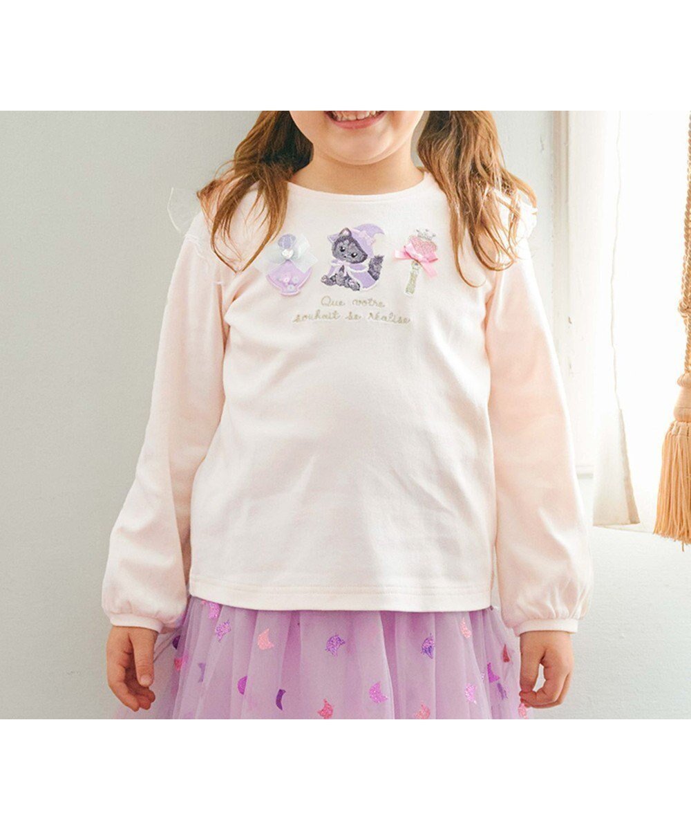 【エニファム/any FAM / KIDS】のマジカルキャット長袖Tシャツ インテリア・キッズ・メンズ・レディースファッション・服の通販 founy(ファニー) 　ファッション　Fashion　キッズファッション　KIDS　トップス・カットソー　Tops/Tees/Kids　おすすめ　Recommend　カットソー　Cut And Sew　ビジュー　Bijou　ポケット　Pocket　リボン　Ribbon　A/W・秋冬　Aw・Autumn/Winter・Fw・Fall-Winter　長袖　Long Sleeve　エクリュ|ID: prp329100004541340 ipo3291000000032086400
