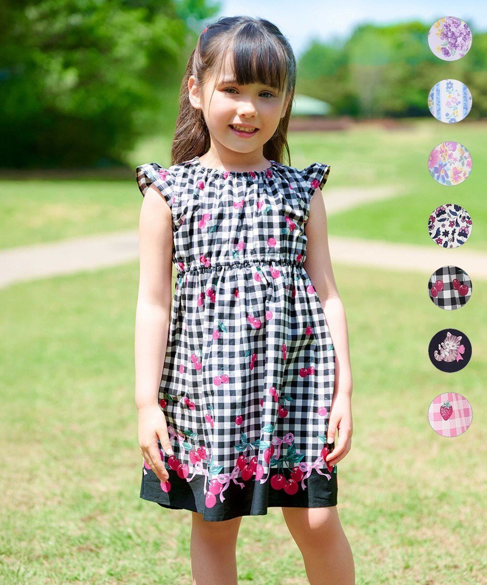 【エニファム/any FAM / KIDS】の総柄 サマーワンピース インテリア・キッズ・メンズ・レディースファッション・服の通販 founy(ファニー) 　ファッション　Fashion　キッズファッション　Fashion for Kids　ワンピース　Dresses　アニマル　Animal Print　春　Spring　サマー　Summer, Summer Style　ポケット　Pocket, Pocket Detail　S/S・春夏　SS, Spring/Summer, Warm Season　夏　Summer　ブラック×サクランボ|ID: prp329100004541341 ipo3291000000033563011