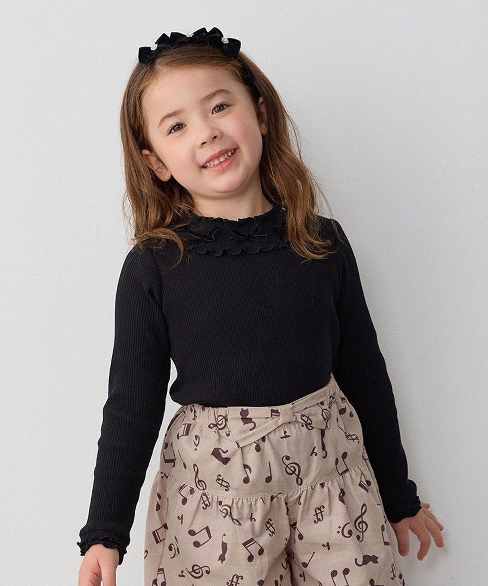 【エニファム/any FAM / KIDS】の襟リボンカットソー インテリア・キッズ・メンズ・レディースファッション・服の通販 founy(ファニー) 　ファッション　Fashion　キッズファッション　KIDS　トップス・カットソー　Tops/Tees/Kids　インナー　Inner　カットソー　Cut And Sew　シンプル　Simple　ポケット　Pocket　リボン　Ribbon　秋　Autumn/Fall　A/W・秋冬　Aw・Autumn/Winter・Fw・Fall-Winter　ブラック|ID: prp329100004541350 ipo3291000000032086442