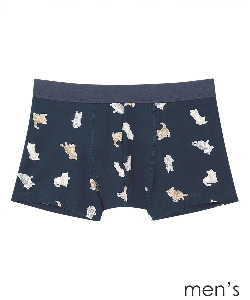 【ウンナナクール/une nana cool / MEN】の猫プリント メンズボクサーパンツ インテリア・キッズ・メンズ・レディースファッション・服の通販 founy(ファニー) 　ファッション　Fashion　メンズファッション　MEN　ボトムス　Bottoms/Men　アンダー　Under　クール　Cool　フィット　Fit　プリント　Print　猫　Cat　KO|ID: prp329100004541415 ipo3291000000032086827