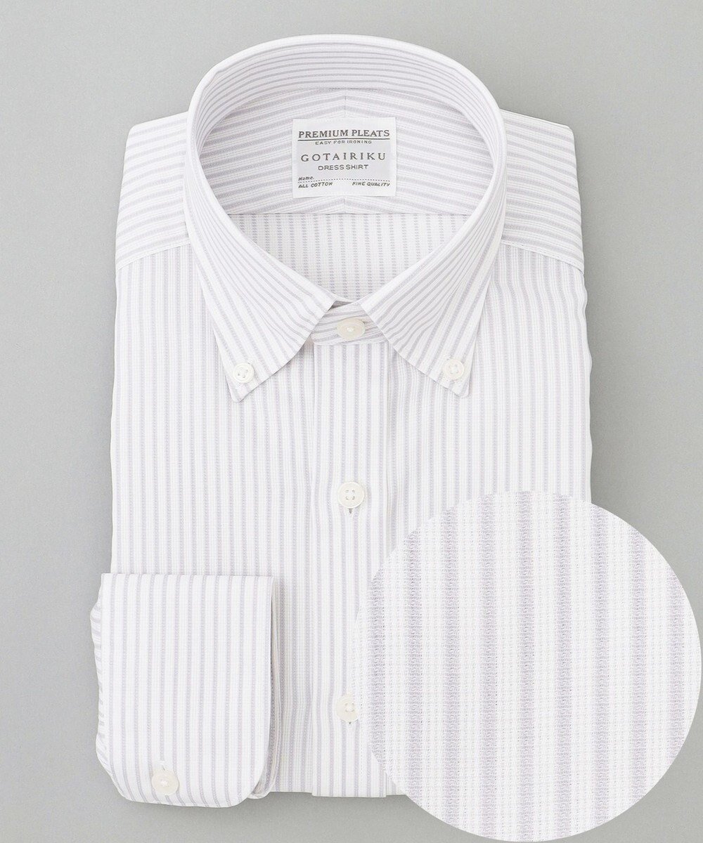 【五大陸/gotairiku / MEN】の春夏向け【形態安定】SUMMERPREMIUMPLEATS_スモールボタンダウンカラー 長袖ドレスシャツ_ストライプ(25年春夏モデル) 人気、トレンドファッション・服の通販 founy(ファニー) 　ファッション　Fashion　メンズファッション　Fashion for Men　トップス・カットソー　Cut & Sew Tops　メンズシャツ　Shirts　春　Spring　ストライプ　Stripe, Striped Pattern　ストレッチ　Stretch, Stretchy Fabric　スーピマ　Supima, Premium Cotton　ドレス　Dress, One-Piece　定番　Standard, Basic Item　長袖　Long Sleeve, Full Sleeve　レギュラー　Regular, Standard Fit　S/S・春夏　SS, Spring/Summer, Warm Season　夏　Summer　 other-1|ID: prp329100004541417 ipo3291000000033344936