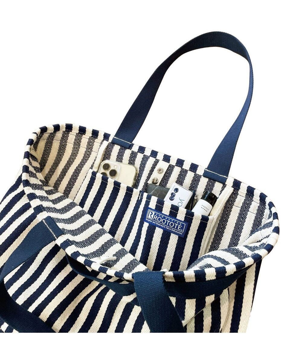 【ルートート/ROOTOTE】の1148【大容量 ヘリンボーン】LT.グランデ.ストライプ-A インテリア・キッズ・メンズ・レディースファッション・服の通販 founy(ファニー) 　ファッション　Fashion　レディースファッション　WOMEN　バッグ　Bag　カメラ　Camera　シルバー　Silver　ストライプ　Stripe　ヘリンボーン　Herringbone　ポケット　Pocket　NEW・新作・新着・新入荷　New Arrivals　01:ネイビー|ID: prp329100004541421 ipo3291000000032086903