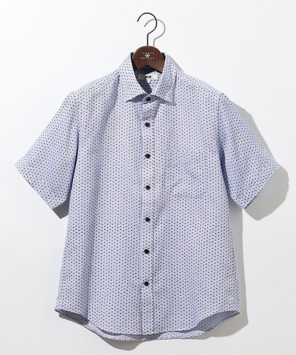 【ジョセフ アブード/JOSEPH ABBOUD / MEN】の【ビジネスシーンに最適・サステイナブル】ソアロンンシャンブレープリント 半袖 シャツ インテリア・キッズ・メンズ・レディースファッション・服の通販 founy(ファニー) 　ファッション　Fashion　メンズファッション　Fashion for Men　トップス・カットソー　Cut & Sew Tops　メンズシャツ　Shirts　ビジネス 仕事 通勤　Business / Work / Commuting　プリント　Print, Printed Pattern　エレガント 上品　Elegant　半袖　Short Sleeve, Half Sleeve　夏　Summer　春　Spring　S/S・春夏　SS, Spring/Summer, Warm Season　ブルー系5|ID: prp329100004541432 ipo3291000000032635270