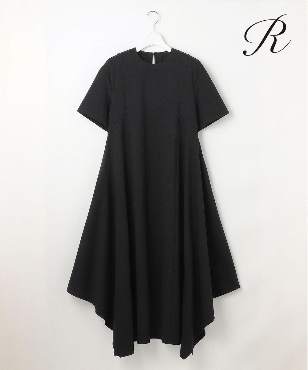 【23区/NIJYUSANKU】の【R(アール)】ラスターシルケットポンチ ハンカチヘム ワンピース インテリア・キッズ・メンズ・レディースファッション・服の通販 founy(ファニー) 　ファッション　Fashion　レディースファッション　WOMEN　ワンピース　Dress　春　Spring　カッティング　Cutting　コンパクト　Compact　シルケット　Mercerization　スクエア　Square　ストレッチ　Stretch　ドレープ　Drape　人気　Popularity　ハンカチ　Handkerchief　フォルム　Form　半袖　Short Sleeve　S/S・春夏　Ss・Spring/Summer　夏　Summer　2025年　2025　2025春夏・S/S　Ss,Spring/Summer,2025　ブラック系|ID: prp329100004541463 ipo3291000000032087401