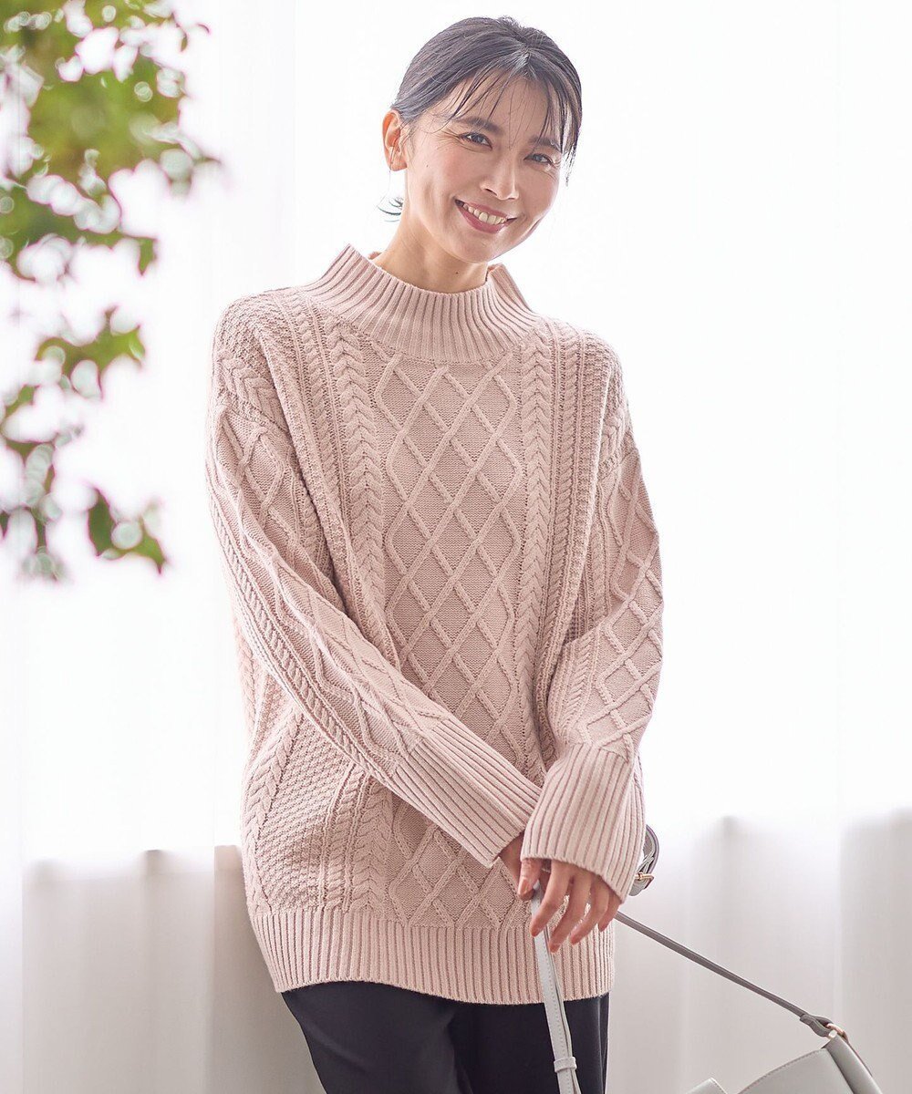 【エニー/ANY】の【洗濯機可】ソフトタッチケーブルニットチュニック インテリア・キッズ・メンズ・レディースファッション・服の通販 founy(ファニー) 　ファッション　Fashion　レディースファッション　Fashion for Women　トップス・カットソー　Cut & Sew Tops　ニット　Knit Tops & Sweaters　おすすめ　Recommended / Our Picks　アクリル　Acrylic Material　ストレート　Straight, Straight Cut　セーター　Sweater, Knitwear　ハイネック　High Neck, Mock Neck　バランス　Balance, Style Balance　A/W・秋冬　Autumn/Winter　ピンク|ID: prp329100004541475 ipo3291000000034296711