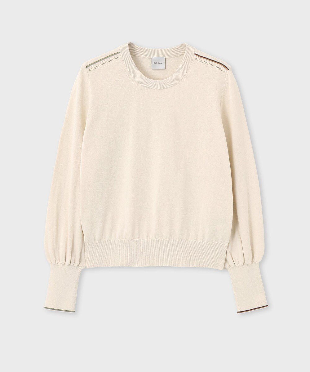 【ポール スミス/Paul Smith】の【洗える】Signature Stripe アイレット ニット インテリア・キッズ・メンズ・レディースファッション・服の通販 founy(ファニー) 　ファッション　Fashion　レディースファッション　Fashion for Women　トップス・カットソー　Cut & Sew Tops　ニット　Knit Tops & Sweaters　おすすめ　Recommended / Our Picks　アイレット　Eyelet Lace　エレガント 上品　Elegant　スリーブ　Sleeve, Long Sleeve / Short Sleeve　セーター　Sweater, Knitwear　デニム　Denim, Jeans Material　フェミニン　Feminine, Girly　夏　Summer　S/S・春夏　SS, Spring/Summer, Warm Season　洗える　Machine Washable　A/W・秋冬　Autumn/Winter　オフホワイト|ID: prp329100004541484 ipo3291000000033528905