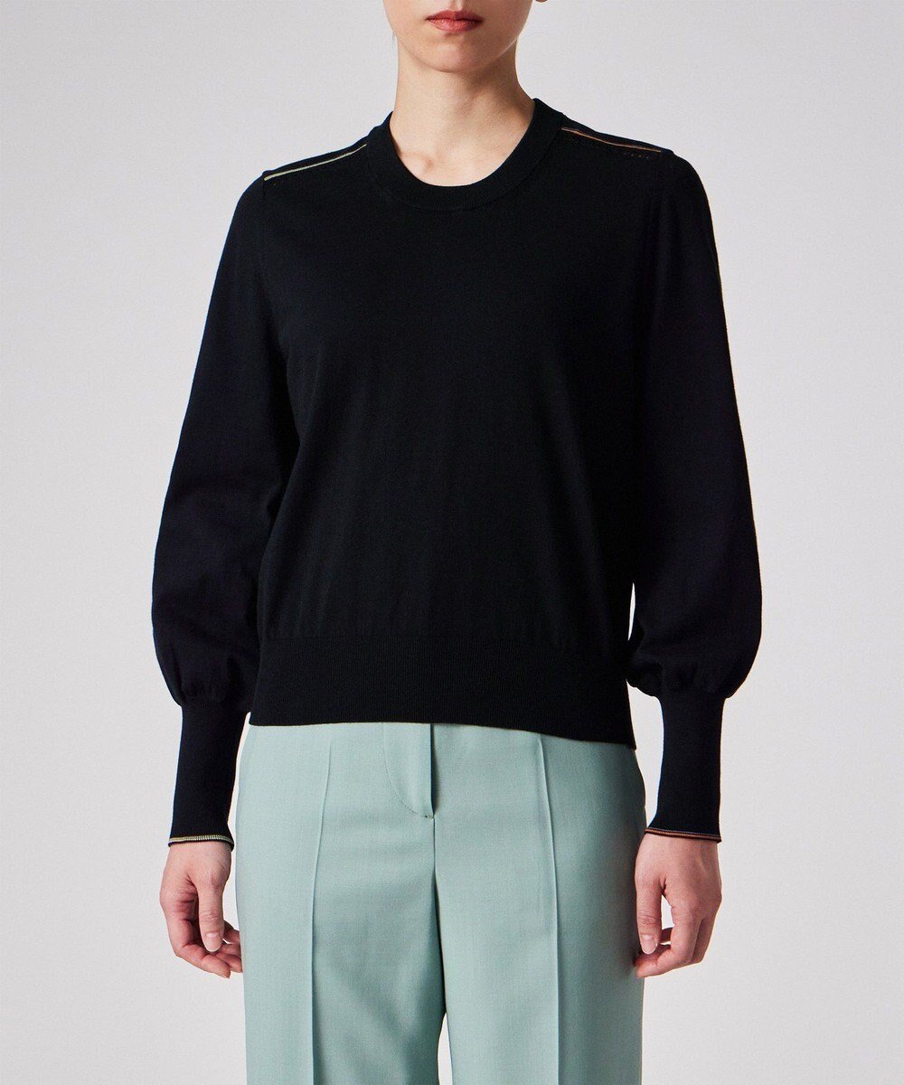 【ポール スミス/Paul Smith】の【洗える】Signature Stripe アイレット ニット インテリア・キッズ・メンズ・レディースファッション・服の通販 founy(ファニー) 　ファッション　Fashion　レディースファッション　Fashion for Women　トップス・カットソー　Cut & Sew Tops　ニット　Knit Tops & Sweaters　おすすめ　Recommended / Our Picks　アイレット　Eyelet Lace　エレガント 上品　Elegant　スリーブ　Sleeve, Long Sleeve / Short Sleeve　セーター　Sweater, Knitwear　デニム　Denim, Jeans Material　フェミニン　Feminine, Girly　夏　Summer　S/S・春夏　SS, Spring/Summer, Warm Season　洗える　Machine Washable　A/W・秋冬　Autumn/Winter　ブラック|ID: prp329100004541484 ipo3291000000033528908