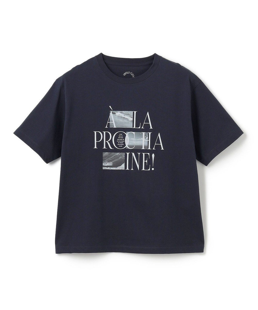 【アンフィーロ 自由区/UNFILO】の【洗える/抗菌防臭】CLEAN Tee インテリア・キッズ・メンズ・レディースファッション・服の通販 founy(ファニー) 　ファッション　Fashion　レディースファッション　Fashion for Women　トップス・カットソー　Cut & Sew Tops　シャツ・ブラウス・オフィスカジュアル　Elegant Blouses & Button-Ups　ロングTシャツ・Tシャツ　Longline T-Shirts & Tees　カットソー・ベーシックTシャツ　Cut-and-Sewn Tops / Stretch Tees & Basics　春　Spring　洗える　Machine Washable　カットソー　Cut and Sewn Top　クロップド　Cropped, Short Length　グラフィック　Graphic, Graphic Design　抗菌　Antibacterial, Bacteria-Resistant　バランス　Balance, Style Balance　フロント　Front, Front Design　S/S・春夏　SS, Spring/Summer, Warm Season　夏　Summer　ネイビー1|ID: prp329100004541505 ipo3291000000032605333