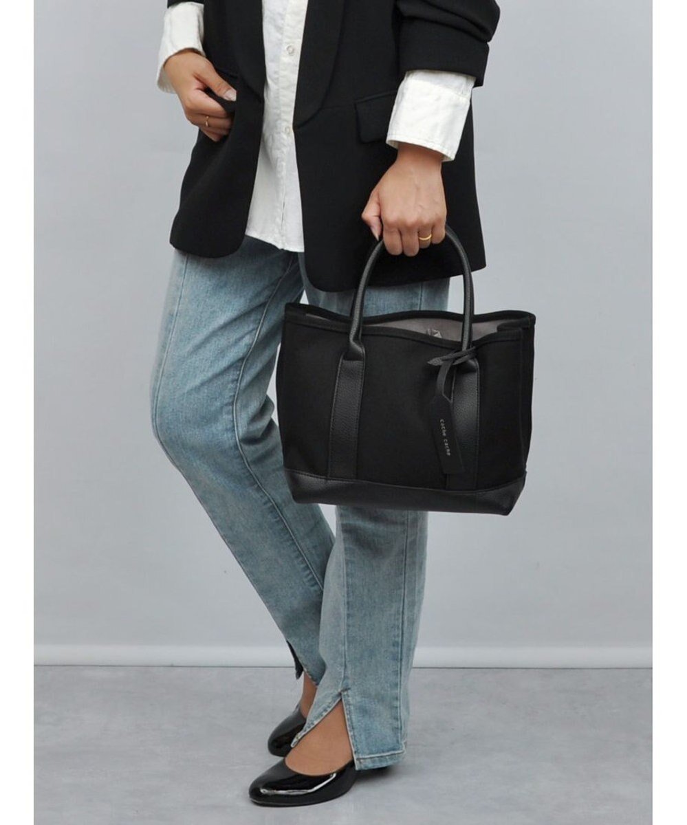 【アンビリオン/UNBILLION】のcachecache パーテーションキャンバストートバッグ インテリア・キッズ・メンズ・レディースファッション・服の通販 founy(ファニー) 　ファッション　Fashion　レディースファッション　Fashion for Women　バッグ　Bags　カラフル　Colorful Design　キャンバス　Canvas, Canvas Fabric　財布　Wallet, Purse　ハンド　Hand, Handmade　ポーチ　Pouch, Small Case　ミックス　Mix, Mixed Style　モチーフ　Motif, Design Theme　再入荷　Restock / Back in Stock　ブラックブラック|ID: prp329100004541513 ipo3291000000034259902