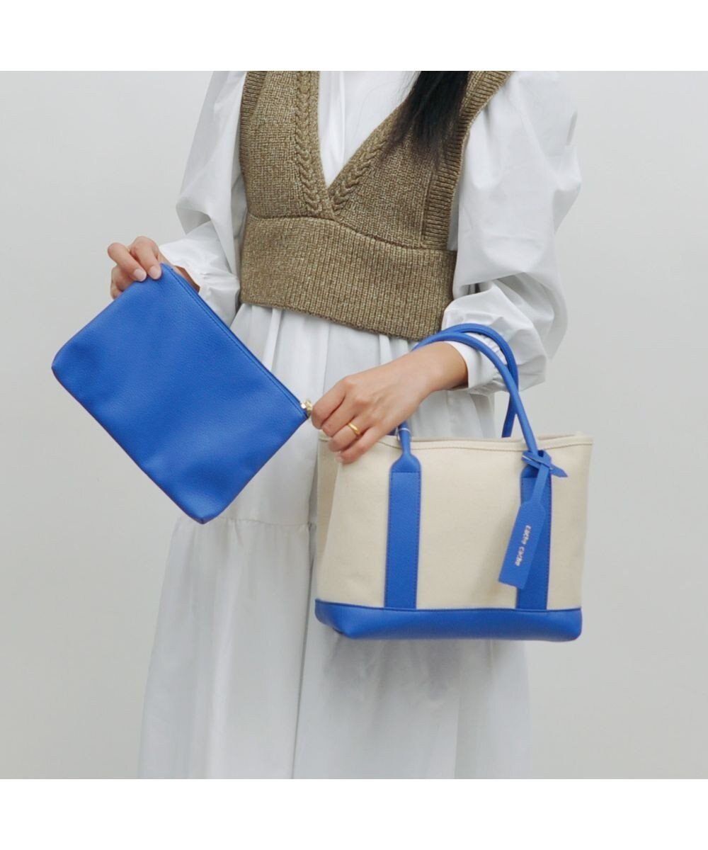 【アンビリオン/UNBILLION】のcachecache パーテーションキャンバストートバッグ インテリア・キッズ・メンズ・レディースファッション・服の通販 founy(ファニー) 　ファッション　Fashion　レディースファッション　Fashion for Women　バッグ　Bags　カラフル　Colorful Design　キャンバス　Canvas, Canvas Fabric　財布　Wallet, Purse　ハンド　Hand, Handmade　ポーチ　Pouch, Small Case　ミックス　Mix, Mixed Style　モチーフ　Motif, Design Theme　再入荷　Restock / Back in Stock　ブルー|ID: prp329100004541513 ipo3291000000034259904