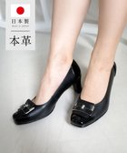 【ポインター/Pointer】の日本製 本革スクエアトゥパンプス ブラック×ブラック|ID: prp329100004541515 ipo3291000000033666192