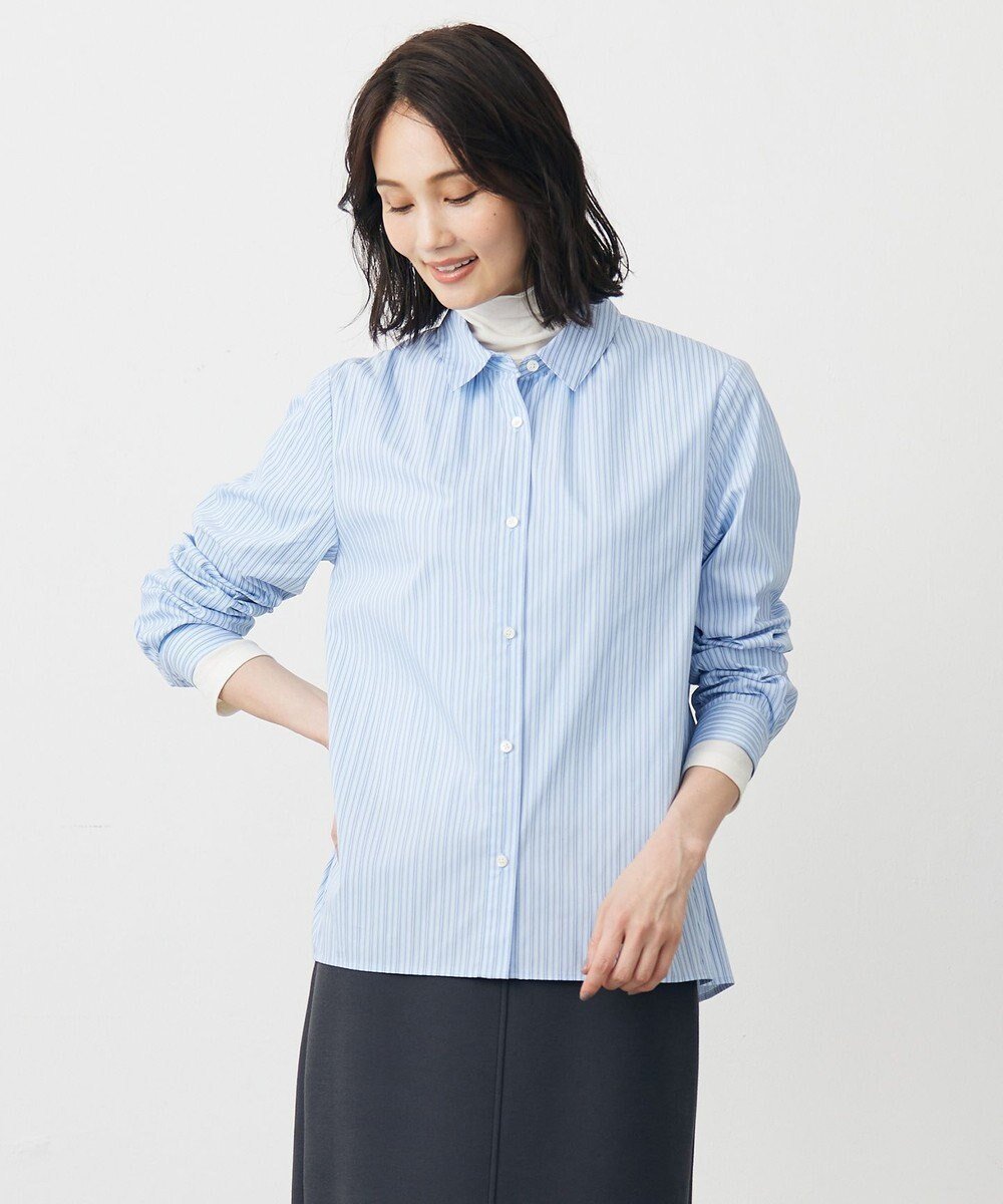 【ジェイ プレス/J.PRESS】のBEZ ドビーストライプ シャツカラー ブラウス 人気、トレンドファッション・服の通販 founy(ファニー) 　ファッション　Fashion　レディースファッション　Fashion for Women　トップス・カットソー　Cut & Sew Tops　シャツ・ブラウス・オフィスカジュアル　Elegant Blouses & Button-Ups　シンプル　Simple, Minimal　ジャケット　Jacket, Outerwear　ストライプ　Stripe, Striped Pattern　デニム　Denim, Jeans Material　パープル　Purple, Violet　A/W・秋冬　Autumn/Winter　S/S・春夏　SS, Spring/Summer, Warm Season　夏　Summer　エレガント 上品　Elegant　 other-1|ID: prp329100004541523 ipo3291000000033385581