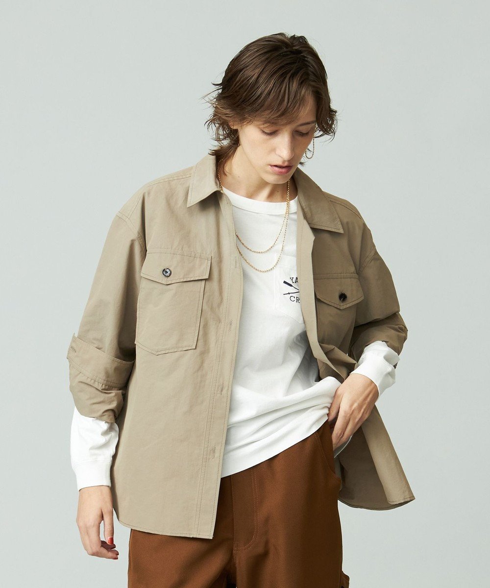【ジェイプレスヨークストリート/J.PRESS YORK STREET】の【WOMEN】ミリタリーシャツジャケット インテリア・キッズ・メンズ・レディースファッション・服の通販 founy(ファニー) 　ファッション　Fashion　レディースファッション　WOMEN　アウター　Coat Outerwear　ジャケット　Jackets　おすすめ　Recommend　インナー　Inner　ショート　Short　ジャケット　Jacket　タートルネック　Turtleneck　プリント　Print　ポケット　Pocket　秋　Autumn/Fall　A/W・秋冬　Aw・Autumn/Winter・Fw・Fall-Winter　ベージュ系|ID: prp329100004541555 ipo3291000000032088185