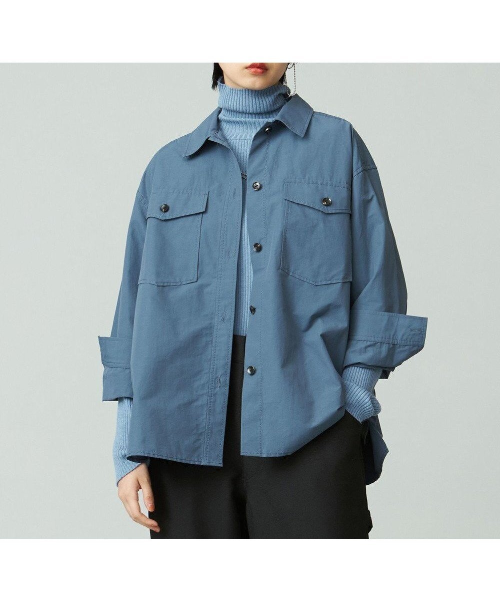 【ジェイプレスヨークストリート/J.PRESS YORK STREET】の【WOMEN】ミリタリーシャツジャケット インテリア・キッズ・メンズ・レディースファッション・服の通販 founy(ファニー) 　ファッション　Fashion　レディースファッション　WOMEN　アウター　Coat Outerwear　ジャケット　Jackets　おすすめ　Recommend　インナー　Inner　ショート　Short　ジャケット　Jacket　タートルネック　Turtleneck　プリント　Print　ポケット　Pocket　秋　Autumn/Fall　A/W・秋冬　Aw・Autumn/Winter・Fw・Fall-Winter　ダルブルー系|ID: prp329100004541555 ipo3291000000032088186