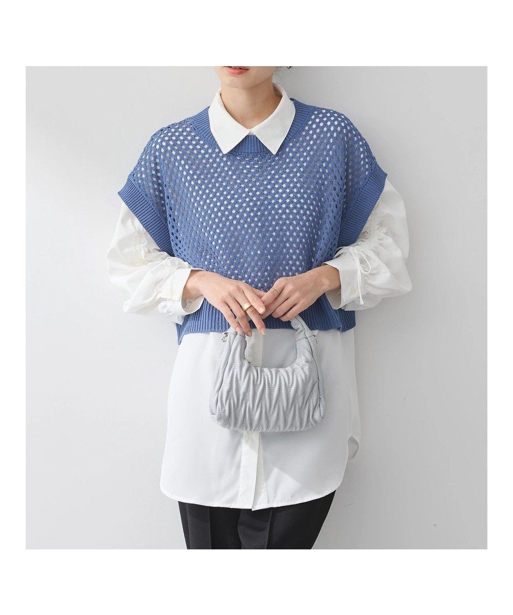 【アースミュージックアンドエコロジー/earth music&ecology】のSET2点メッシュベスト+シャツ 人気、トレンドファッション・服の通販 founy(ファニー) 　ファッション　Fashion　レディースファッション　Fashion for Women　アウター　Coat / Outerwear Collection　トップス・カットソー　Cut & Sew Tops　シャツ・ブラウス・オフィスカジュアル　Elegant Blouses & Button-Ups　ベスト&ジレ / 重ね着スタイル　Vests & Gilets　ショート　Short, Short Length　ベスト　Vest, Waistcoat　ポケット　Pocket, Pocket Detail　メッシュ　Mesh, Net Fabric　A/W・秋冬　Autumn/Winter　 other-1|ID: prp329100004541612 ipo3291000000033683105