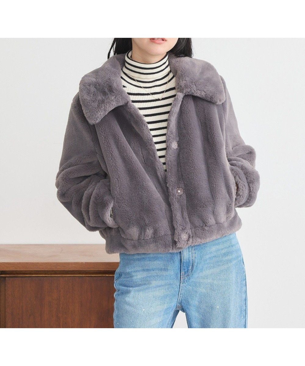 【アースミュージックアンドエコロジー/earth music&ecology】のファーショートコート インテリア・キッズ・メンズ・レディースファッション・服の通販 founy(ファニー) 　ファッション　Fashion　レディースファッション　WOMEN　アウター　Coat Outerwear　コート　Coats　ジャケット　Jackets　おすすめ　Recommend　ショート　Short　ジャケット　Jacket　フェイクファー　Faux Fur　フェミニン　Feminine　ポケット　Pocket　今季　This Season　冬　Winter　A/W・秋冬　Aw・Autumn/Winter・Fw・Fall-Winter　チャコールグレー|ID: prp329100004541663 ipo3291000000032088997