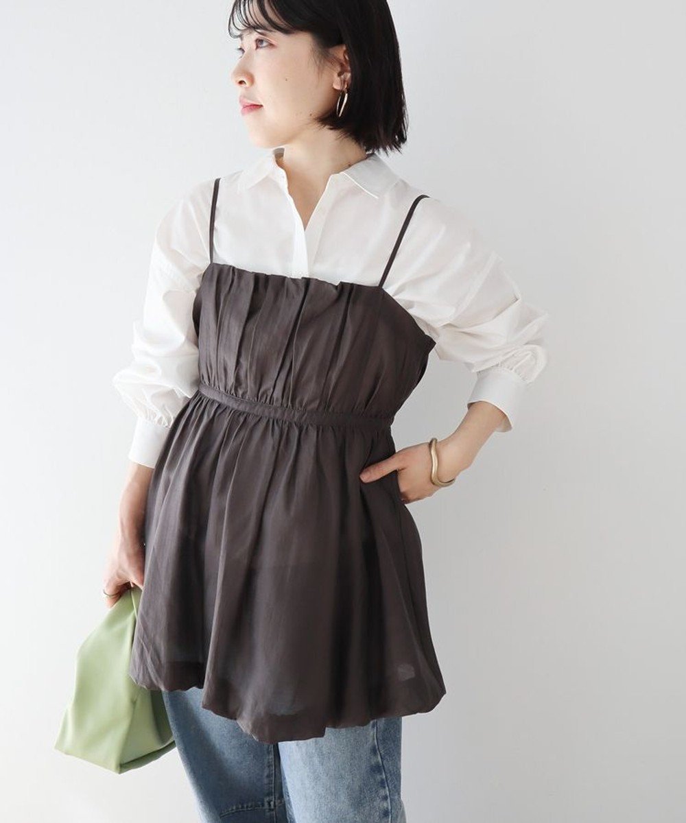 【グリーンパークス/Green Parks】のバルーンキャミビスチェ インテリア・キッズ・メンズ・レディースファッション・服の通販 founy(ファニー) 　ファッション　Fashion　レディースファッション　WOMEN　アウター　Coat Outerwear　トップス・カットソー　Tops/Tshirt　キャミソール / ノースリーブ　No Sleeves　ベスト/ジレ　Gilets/Vests　ビスチェ　Bustier　おすすめ　Recommend　ギャザー　Gather　シアー　Sheer　チュール　Tulle　バルーン　Balloon　フィット　Fit　フェミニン　Feminine　フレア　Flare　ベスト　Vest　ポケット　Pocket　夏　Summer　春　Spring　S/S・春夏　Ss・Spring/Summer　Charcoal Gray|ID: prp329100004541729 ipo3291000000032236776