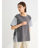 【グリーンパークス/Green Parks】の脇リボン5分袖布帛ドッキングプルオーバー Gray|ID: prp329100004541748 ipo3291000000032588238