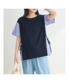 【グリーンパークス/Green Parks】の脇リボン5分袖布帛ドッキングプルオーバー Navy|ID: prp329100004541748 ipo3291000000032588240