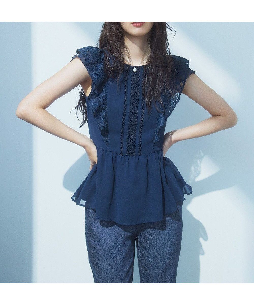 【トッカ/TOCCA】の【洗える・UVカット・消臭】DANCING LACE TOPS トップス インテリア・キッズ・メンズ・レディースファッション・服の通販 founy(ファニー) 　ファッション　Fashion　レディースファッション　Fashion for Women　トップス・カットソー　Cut & Sew Tops　シャツ・ブラウス・オフィスカジュアル　Elegant Blouses & Button-Ups　ロングTシャツ・Tシャツ　Longline T-Shirts & Tees　カットソー・ベーシックTシャツ　Cut-and-Sewn Tops / Stretch Tees & Basics　レーストップス・繊細レースブラウス　Lace Tops / Delicate Lace Blouses　カットソー　Cut and Sewn Top　レース　Lace, Lace Fabric　夏　Summer　春　Spring　S/S・春夏　SS, Spring/Summer, Warm Season　洗える　Machine Washable　ネイビー系|ID: prp329100004541945 ipo3291000000032470523