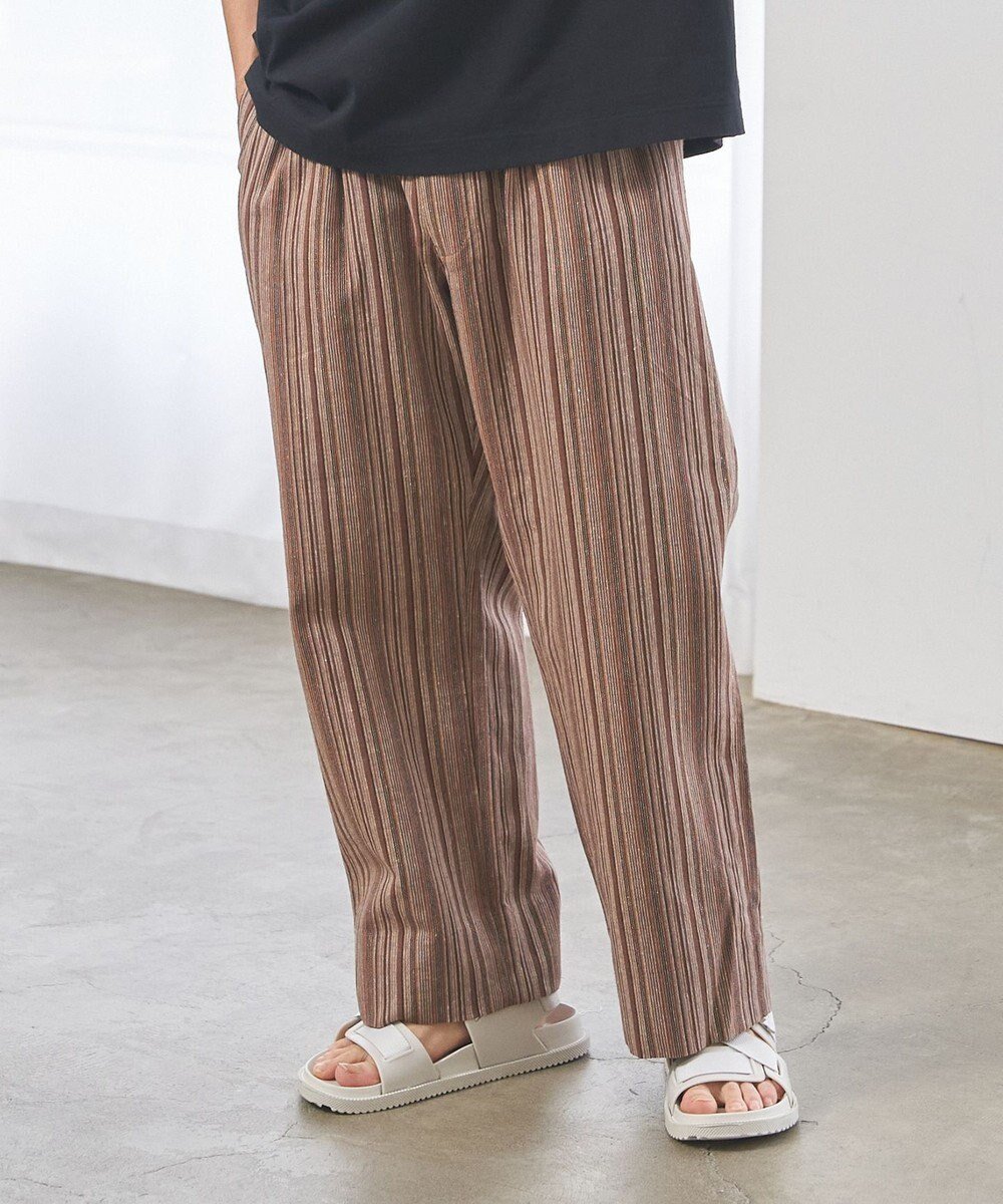 【ジェイプレスヨークストリート/J.PRESS YORK STREET】の【UNISEX】コットンリネンイージーストライプ パンツ インテリア・キッズ・メンズ・レディースファッション・服の通販 founy(ファニー) 　ファッション　Fashion　レディースファッション　Ladies' Fashion Online　パンツ　Pants　春　Spring　ジャケット　Jacket　ストライプ　Stripe　半袖　Short Sleeve　ユニセックス　Unisex　リネン　Linen　S/S・春夏　Ss・Spring/Summer　おすすめ　Recommend　夏　Summer　エレガント 上品　Elegant　ブラウン系3|ID: prp329100004541982 ipo3291000000032663595