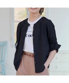 【ティアクラッセ/Tiaclasse】の【洗える】ノーカラーシアーシャツ ネイビー|ID: prp329100004541994 ipo3291000000032091270