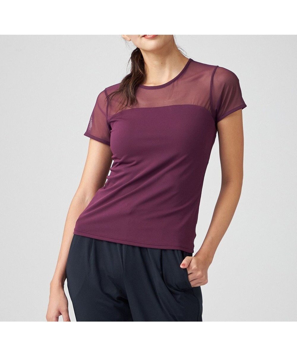 【チャコット/Chacott】のChacott BALANCE スムーストップ【C BASIC】 インテリア・キッズ・メンズ・レディースファッション・服の通販 founy(ファニー) 　ファッション　Fashion　レディースファッション　Fashion for Women　トップス・カットソー　Cut & Sew Tops　吸水　Absorbent, Quick-Dry　抗菌　Antibacterial, Bacteria-Resistant　シアー　Sheer, See-Through　シンプル　Simple, Minimal　ストレッチ　Stretch, Stretchy Fabric　バレエ　Ballet, Ballet Style　パウダー　Powder, Soft Tone　フィット　Fit, Slim Fit　ブロック　Block, Solid Block Pattern　メッシュ　Mesh, Net Fabric　エレガント 上品　Elegant　ブラックベリー|ID: prp329100004542736 ipo3291000000033674598