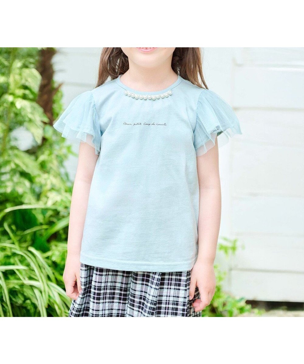 【エニファム/any FAM / KIDS】のひんやりクール パールTシャツ インテリア・キッズ・メンズ・レディースファッション・服の通販 founy(ファニー) 　ファッション　Fashion　キッズファッション　KIDS　トップス・カットソー　Tops/Tees/Kids　春　Spring　カットソー　Cut And Sew　ガーリー　Girly　クール　Cool　チュール　Tulle　定番　Standard　パール　Pearl　ポケット　Pocket　S/S・春夏　Ss・Spring/Summer　NEW・新作・新着・新入荷　New Arrivals　夏　Summer　エレガント 上品　Elegant　ミント|ID: prp329100004542782 ipo3291000000032100663