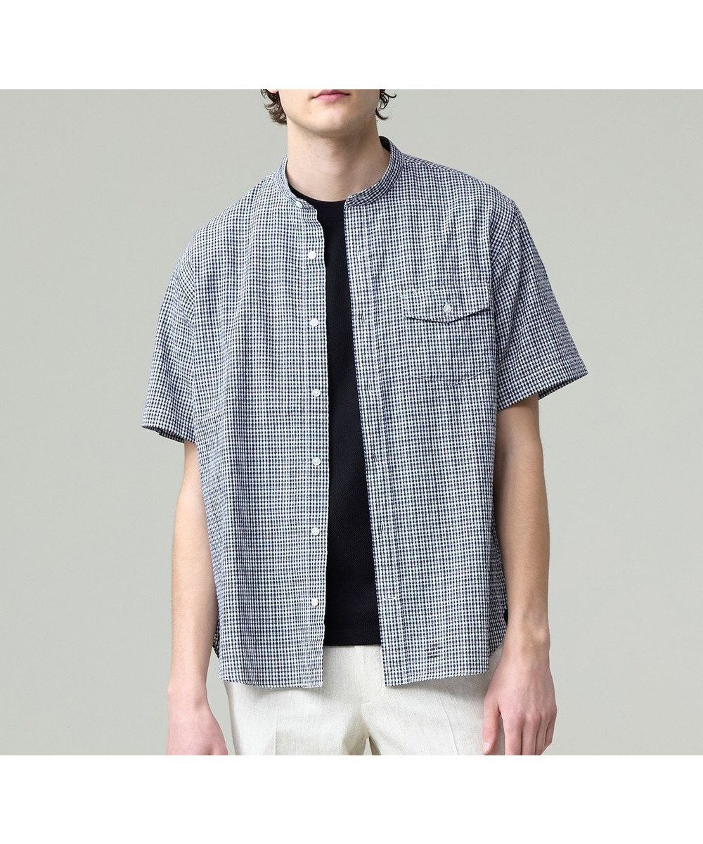 【ジェイ プレス/J.PRESS / MEN】の【吸水速乾 / 接触冷感 / 高通気性 / ウォッシャブル】【AERO WAVE SUCKER】バンドカラーチェック シャツ 人気、トレンドファッション・服の通販 founy(ファニー) 　ファッション　Fashion　メンズファッション　MEN　トップス・カットソー　Tops/Tshirt/Men　シャツ　Shirts　インナー　Inner　ウォッシャブル　Washable　エアリー　Airy　春　Spring　吸水　Water Absorption　シンプル　Simple　チェック　Check　ドレス　Dress　バランス　Balance　プリント　Print　ベーシック　Basic　羽織　Haori　メンズ　Mens　ランダム　Random　S/S・春夏　Ss・Spring/Summer　NEW・新作・新着・新入荷　New Arrivals　夏　Summer　 other-1|ID: prp329100004542793 ipo3291000000032100703