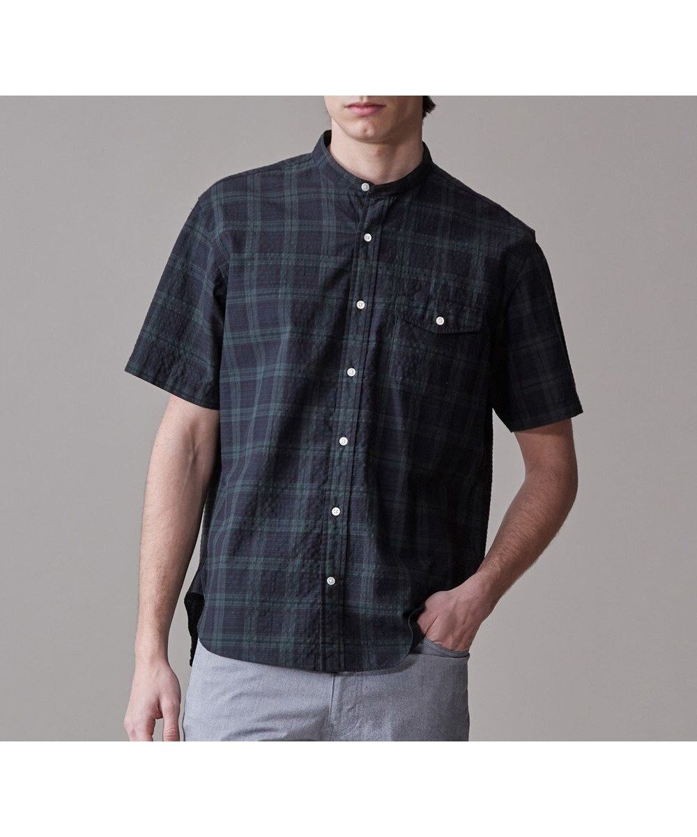 【ジェイ プレス/J.PRESS / MEN】の真夏を乗り切る爽快感と機能性【吸水速乾 / 接触冷感 / 高通気性 / ウォッシャブル】サッカーチェック シャツ / バンドカラー インテリア・キッズ・メンズ・レディースファッション・服の通販 founy(ファニー) 　ファッション　Fashion　メンズファッション　Fashion for Men　トップス・カットソー　Cut & Sew Tops　メンズシャツ　Shirts　インナー　Innerwear　ウォッシャブル　Machine Washable　エアリー　Airy Texture　春　Spring　吸水　Absorbent, Quick-Dry　サッカー　Seersucker, Summer Fabric　シンプル　Simple, Minimal　チェック　Check, Plaid, Tartan　ドレス　Dress, One-Piece　バランス　Balance, Style Balance　プリント　Print, Printed Pattern　ベーシック　Basic, Essential　半袖　Short Sleeve, Half Sleeve　羽織　Haori, Light Jacket　メンズ　Men's, Menswear　ランダム　Random, Irregular　S/S・春夏　SS, Spring/Summer, Warm Season　夏　Summer　エレガント 上品　Elegant　ネイビー系3|ID: prp329100004542793 ipo3291000000034398132
