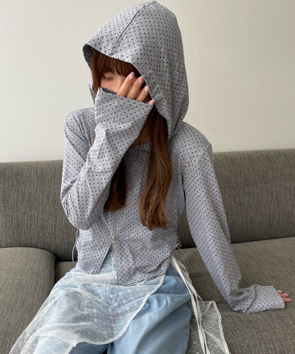 【ウィゴー/WEGO】の柄Wジップパーカー インテリア・キッズ・メンズ・レディースファッション・服の通販 founy(ファニー) 　ファッション　Fashion　レディースファッション　WOMEN　トップス・カットソー　Tops/Tshirt　パーカ　Sweats　スマホ　Smartphone　トレンド　Trend　ドット　Dot　バレエ　Ballet　パーカー　Hoodie　フリル　Frills　ボーダー　Border　レース　Race　再入荷　Restock/Back In Stock/Re Arrival　夏　Summer　春　Spring　S/S・春夏　Ss・Spring/Summer　水玉　Polka Dots　長袖　Long Sleeve　ライトグレー|ID: prp329100004542945 ipo3291000000032101644