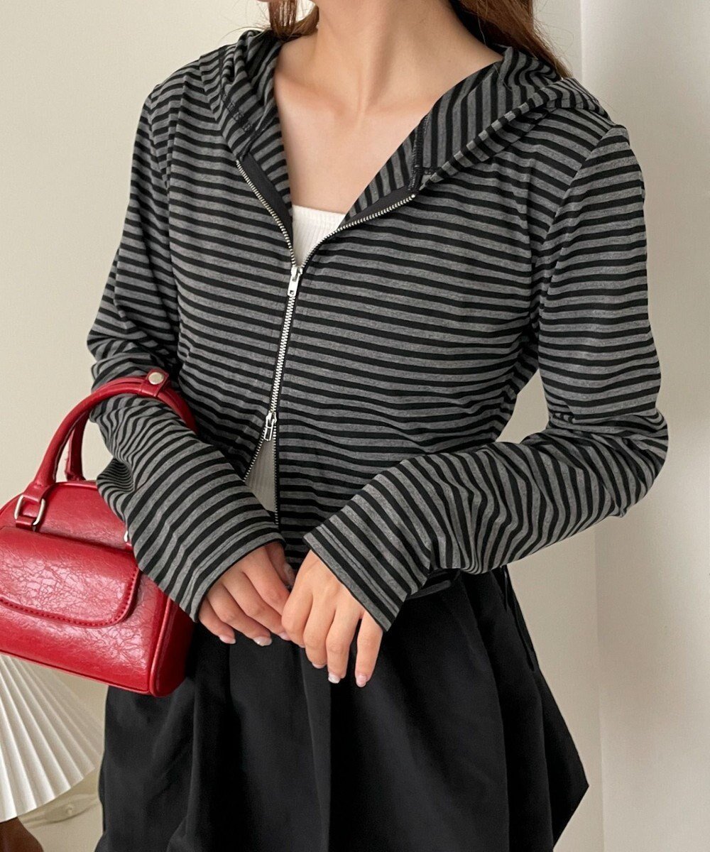 【ウィゴー/WEGO】の柄Wジップパーカー インテリア・キッズ・メンズ・レディースファッション・服の通販 founy(ファニー) 　ファッション　Fashion　レディースファッション　WOMEN　トップス・カットソー　Tops/Tshirt　パーカ　Sweats　スマホ　Smartphone　トレンド　Trend　ドット　Dot　バレエ　Ballet　パーカー　Hoodie　フリル　Frills　ボーダー　Border　レース　Race　再入荷　Restock/Back In Stock/Re Arrival　夏　Summer　春　Spring　S/S・春夏　Ss・Spring/Summer　水玉　Polka Dots　長袖　Long Sleeve　グレーボーダー|ID: prp329100004542945 ipo3291000000032101645